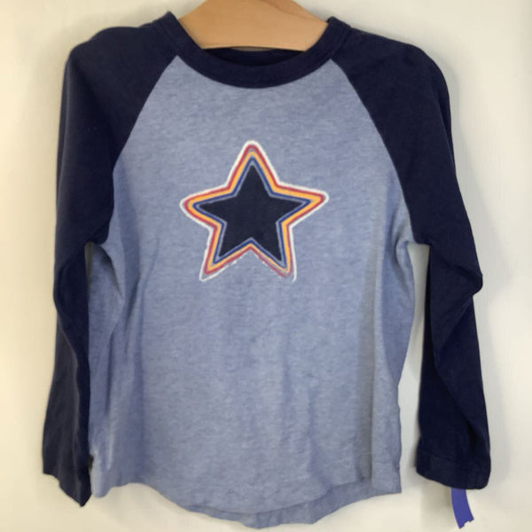 Size 5 (110): Hanna Andersson Blue Red & Yellow Star Long Sleeve T