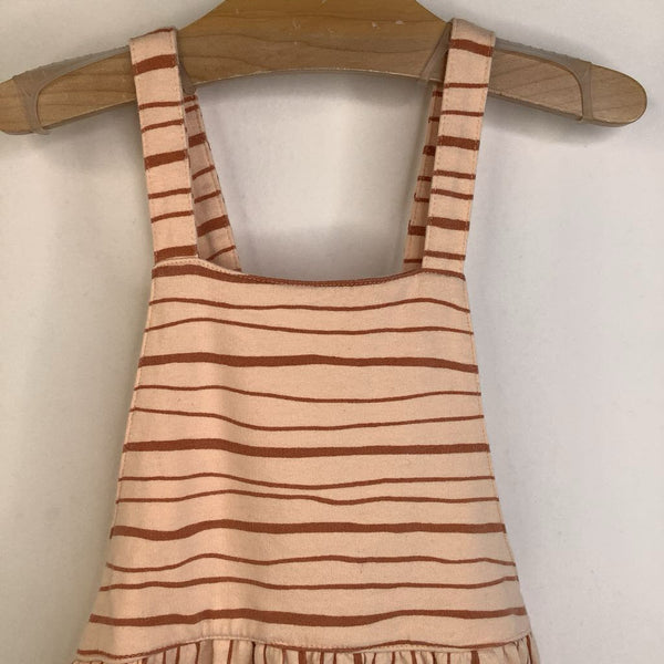 Size 6-7: Rylee & Cru Peach & Orange Striped Overall Dress