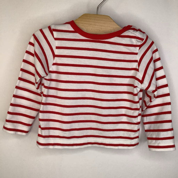 Size 3-6m: Baby Boden White & Red Striped Long Sleeve T