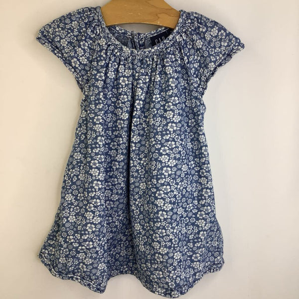 Size 12-18m: Gap Blue Demin Whit Floral Short Sleeve Dress