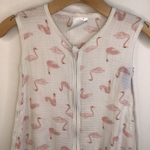 Size L: Aden + Anais White Pink Flamingos Linen Sleepsack