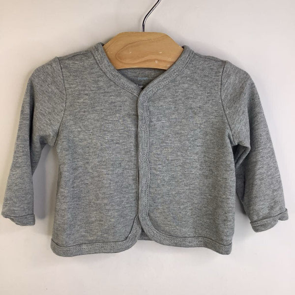 Size 3-6m: Primary Light Grey Snap Long Sleeve T