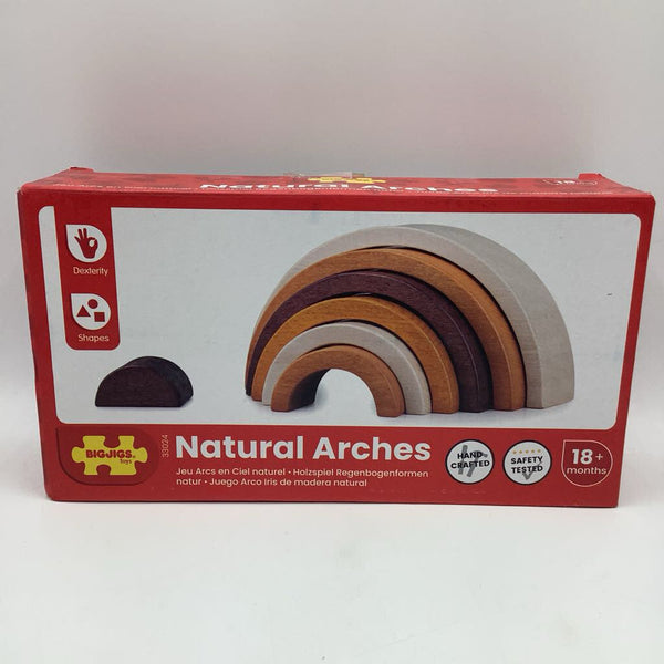 Big Higs Toys Wooden Natural Arches Rainbow Stacking Toy-NEW IN BOX