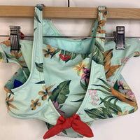 Size 9-10: Roxy Blue/Colorful Tropical Flowers 2pc Swim Suit