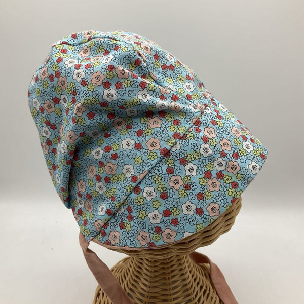 Size OS: Silly Daisy Pink/Blue/Colorful Flowers Reversible Sun Bonnet