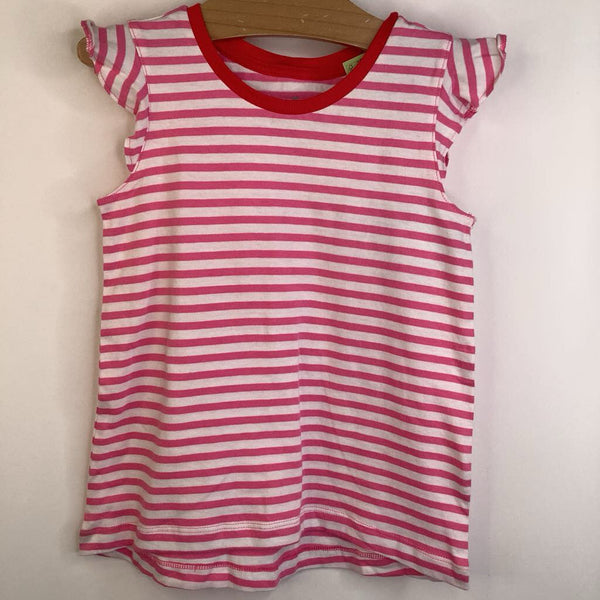 Size 4-5: Primary Pink/White Stripe Ruffle Sleeve Top NEW w/ Tags