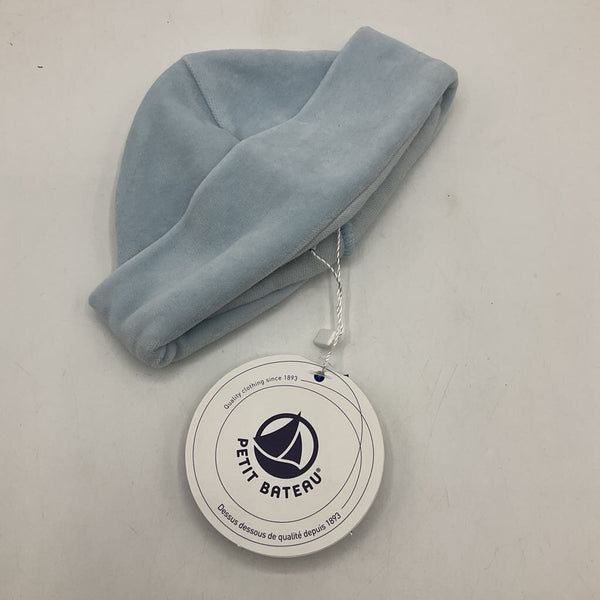 Size 3-6m: Petit Bateau Blue Velour Baby Hat