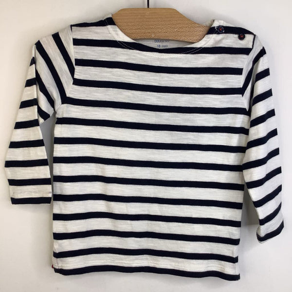 Size 18-24m: Bout'Chou Black/White Striped Long Sleeve Shirt NEW w/ tags