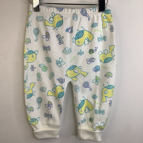 Size 3-6m (60): Hanna Andersson White/Blue/Yellow Critters Cozy Pants NEW w/ Tags