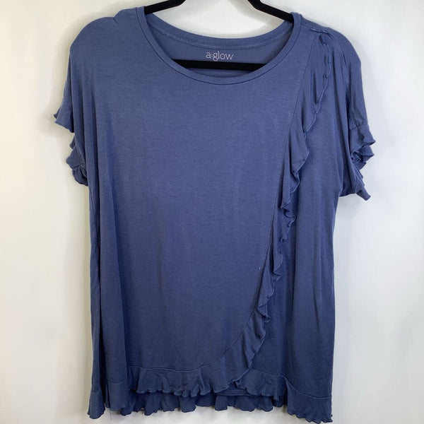 Size S: A Glow Blue Ruffle Nursing T-Shirt
