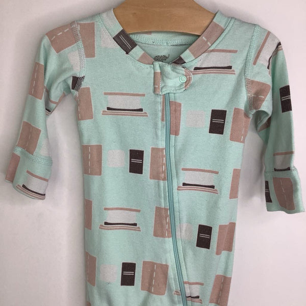Size 3-6m: Monica + Andy Mint S'mores Footed Long Sleeve 1pc PJS
