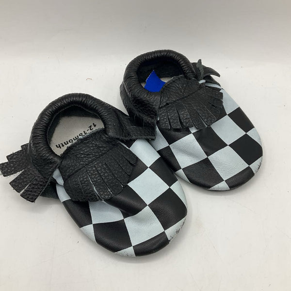 Size 12-18m: Z by Yoon Design Leather Black & White Checkered Booties