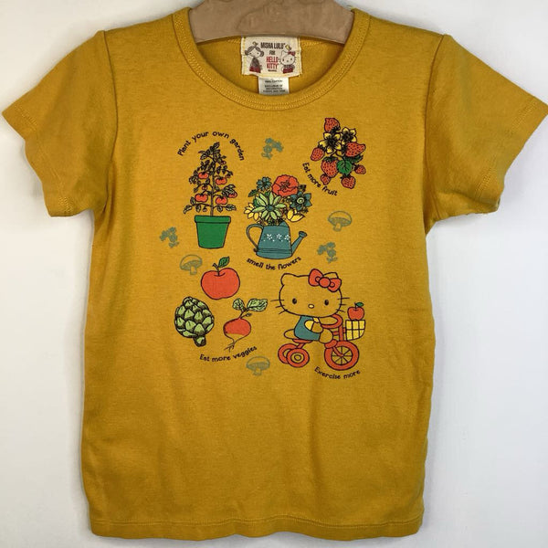 Size 8: Misha Lulu Mustard Yellow Hello Kitty Gardening T-Shirts