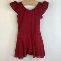 Size 6: Red Short Sleeve Leotard w/ Skirt