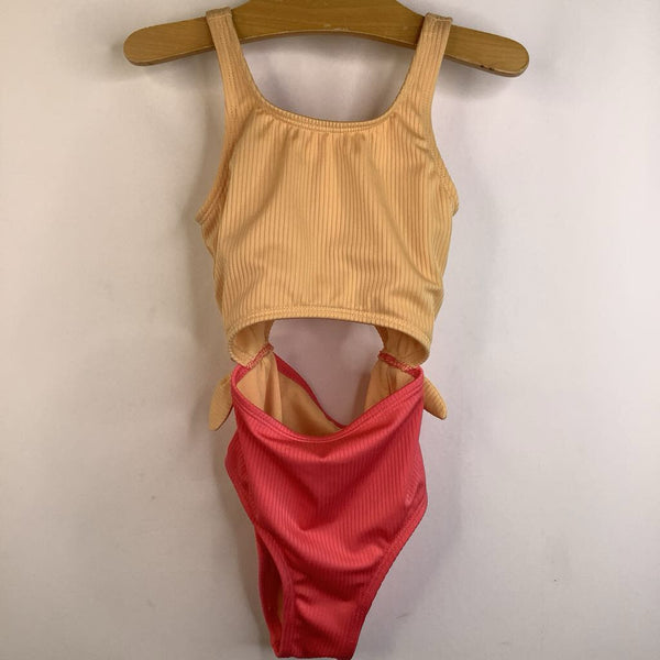 Size 6-7: Art Class Orange & Pink Tank Top 1pc Swimsuit