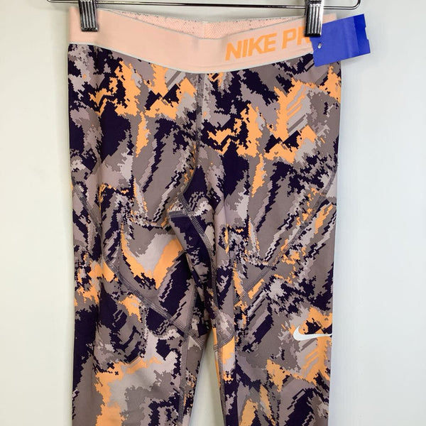 Size 10-12: Nike Dri-Fit Indigo, Orange Camo Leggings