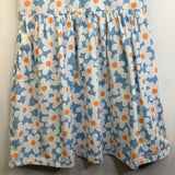 Size 12: Primary Light Blue White Flowers Cap Sleeve Dress w/ Pockets