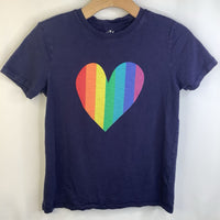 Size 12: Primary Navy Blue Rainbow Heart T-Shirt