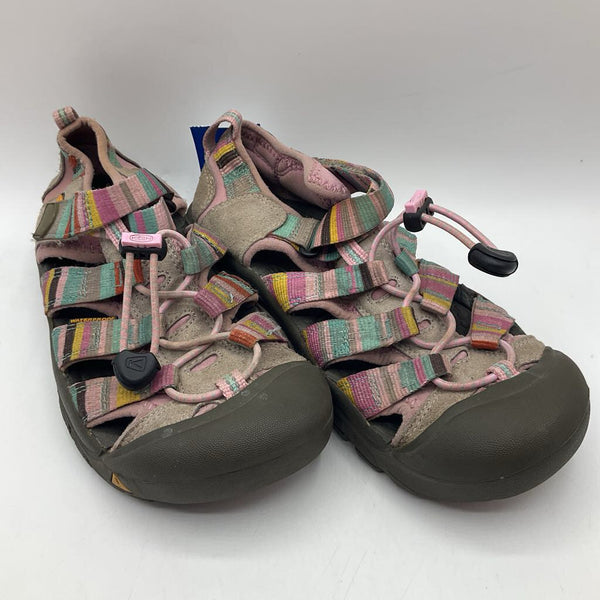 Size 5Y: Keens Brown & Pink Velcro Toggle Sandals