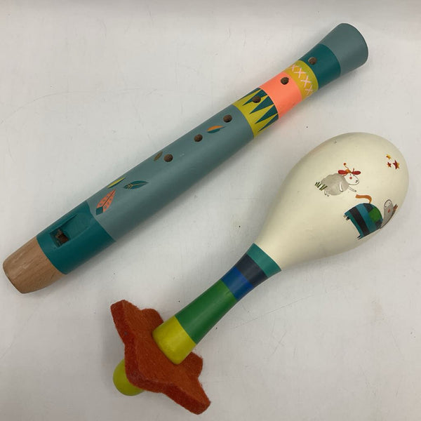 Moulin Roty Wooden Maraca and Recorder