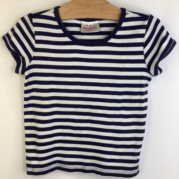 Size 4 (100): Hanna Andersson Navy Blue & White Striped T-Shirt