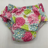 Size 18m: Iplay UPF 50+ White Colorful Floral Snap Swim Diaper