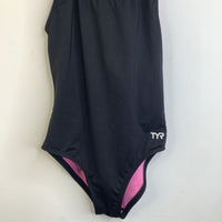 Size 10-12: TYR UPF 50+ Black Razor Back Tank 1pc Swimsuit NEW w/Tag