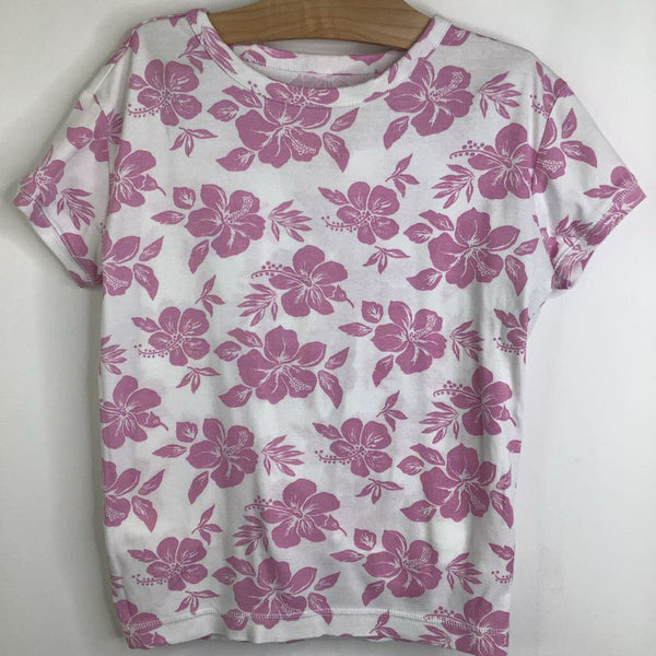 Size 14: Gap White Pink Tropical Flowers Short Sleeve Short 2pc PJS