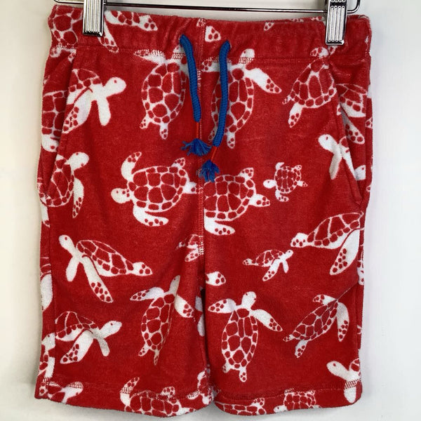 Size 6: Mini Boden Red Sea Turtles Terry Cloth Shorts