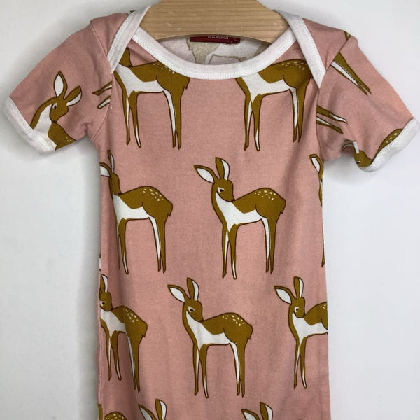 Size 12-18m: Milkbarn Peach Baby Deer Short Sleeve Romper