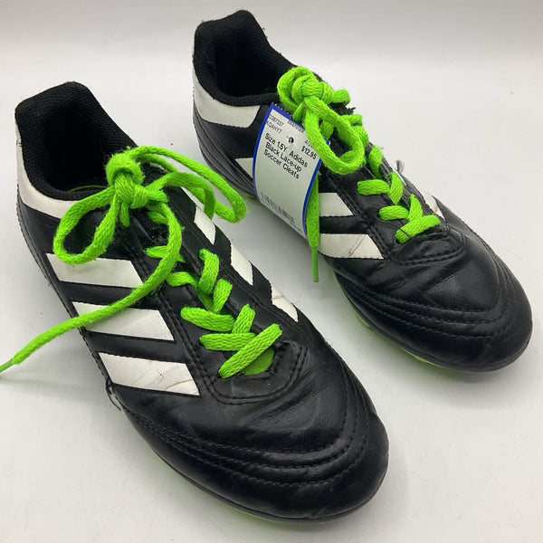 Size 1.5Y: Adidas Black Lace-up Soccer Cleats