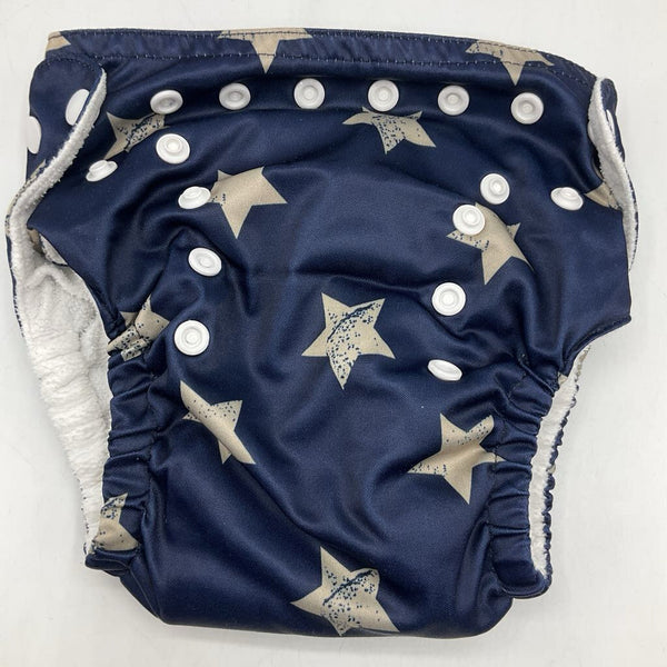 Size OS: Sunbaby Blue Cream Stars Fleece Lined Snap Adjustable Reusable Diapers