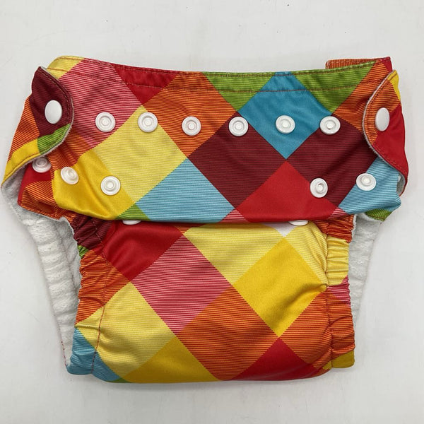 Size OS: Sunbaby Colorful Checkered Fleece Lined Snap Adjustable Reusable Diapers