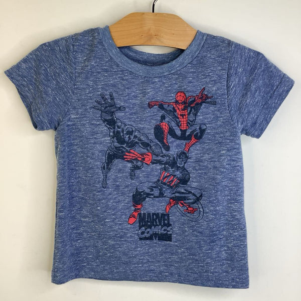 Size 2: Marvel Blue Spiderman, Cap America & Black Panther T-Shirt