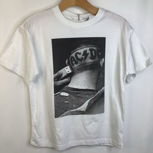 Size 9-10: Zara White AC/DC Band T-Shirt NEW w/ Tag