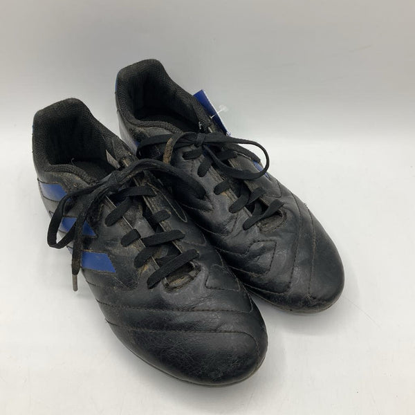 Size 4Y: Adidas Black & Blue Lace-up Soccer Cleats