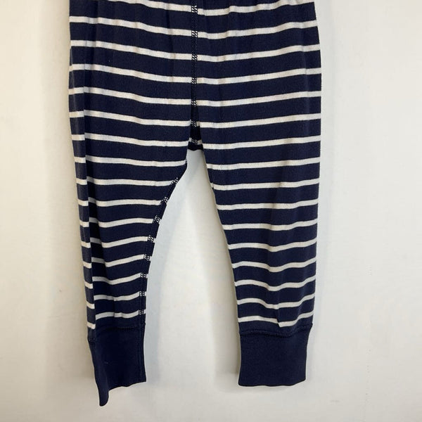 Size 2 (85): Hanna Andersson Navy Blue & White Stripes Leggings w/ Pack Pockets