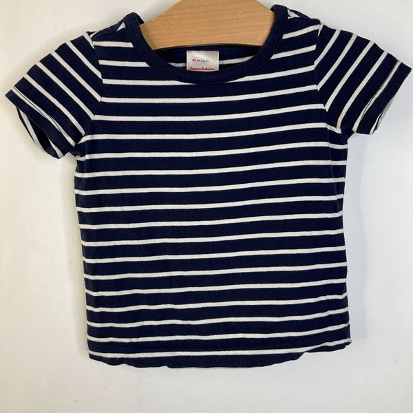 Size 2 (85): Hanna Andersson Navy Blue & White Striped T-Shirt