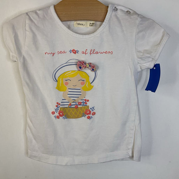 Size 2-3: Sfera White 'My Sea of Flowers' Girl w/ Flower T-Shirt