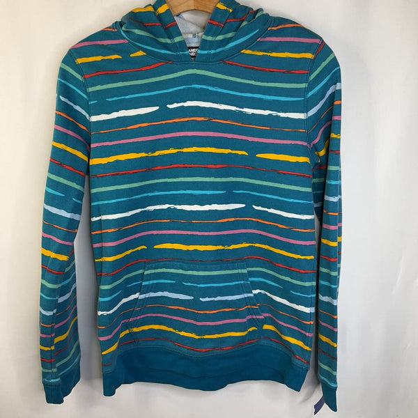 Size 14-16: Lands' End Teal Colorful Striped Hoodie