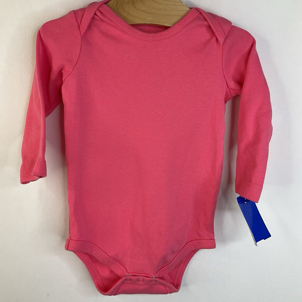 Size 6-9m: Primary Pink Long Sleeve Onesie