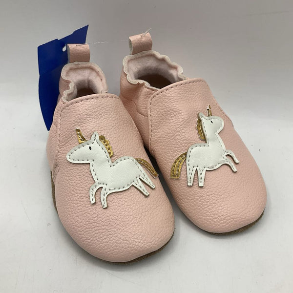 Size 0-6m: Robeez Pink Leather Unicorn Soft Shoe Booties