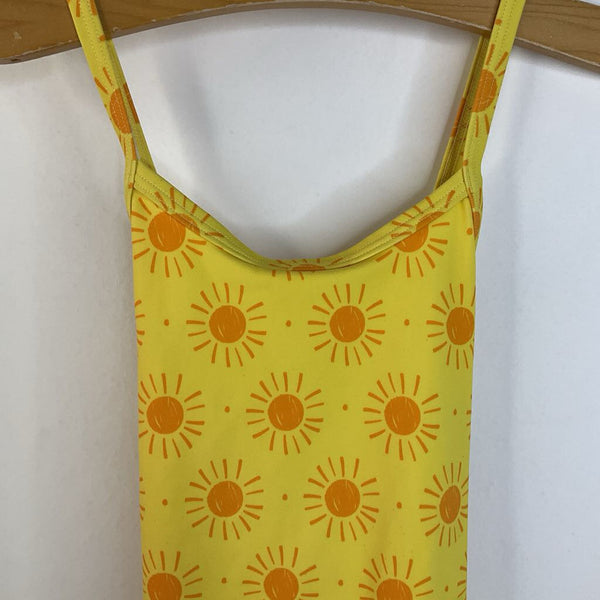 Size 6-7 (120): Hanna Andersson Yellow Orange Sun Tank 1pc Swimsuit