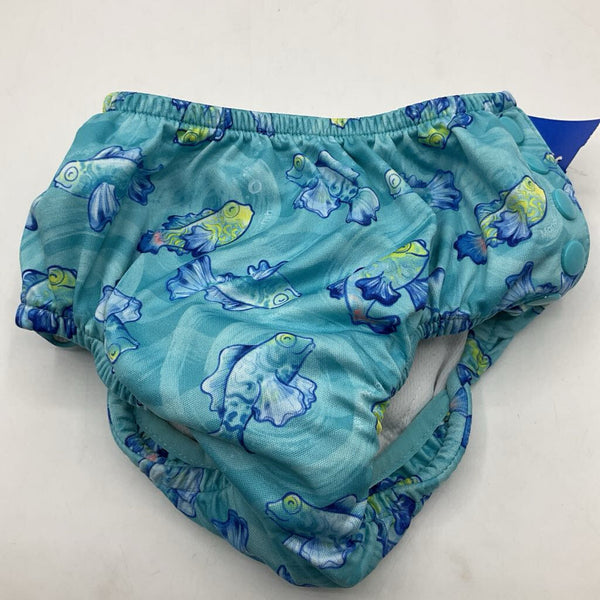 Size 3: Green Sprout Blue Fish Swim Diaper