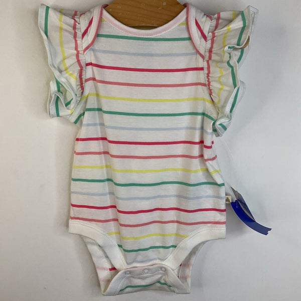 Size 3-6m: Gap White Colorful Striped Cap Sleeve Onesie NEW w/ Tag