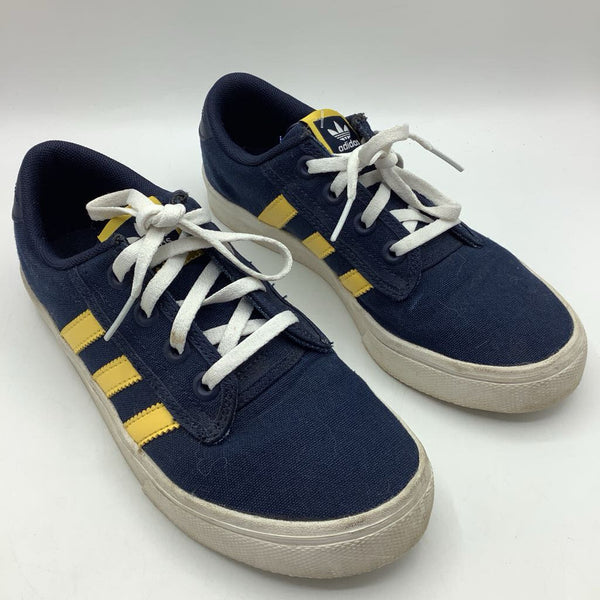 Size 3.5Y: Adidas Navy Blue & Yellow Lace-up Sneakers