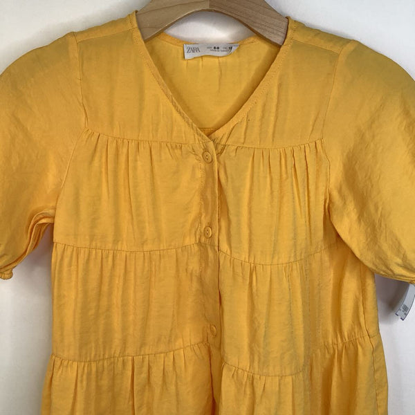 Size 8-9: Zara Yellow Button-up Long Sleeve Dress