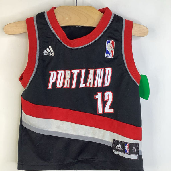Size 2: Adidas Black/Red "12" Portland Trail Blazers Jersey