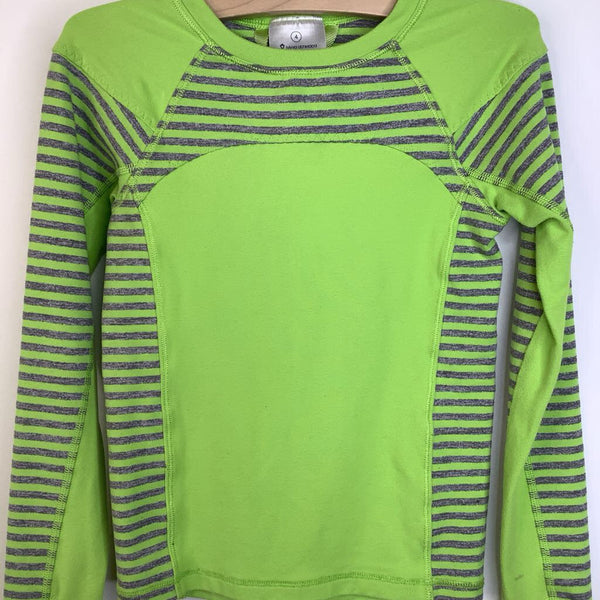 Size 4: Ivivva Green/Grey Striped Long Sleeve T-Shirt