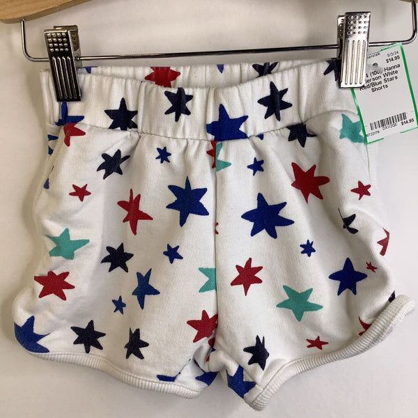 Size 4 (100): Hanna Anderson White Red/Blue Stars Shorts